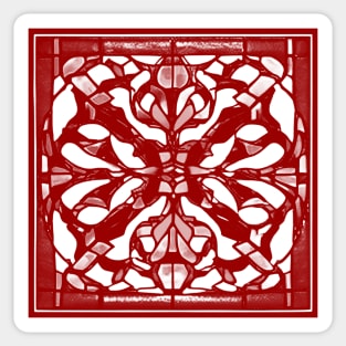 Abstract Symmetrical Lattice Print - Crimson Aesthetic Sticker